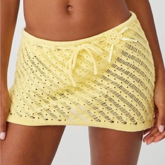Frankie's Bikinis Other - Frankie’s Bikinis NWT Daffodil Yellow Crochet Beach Mini Skirt, M